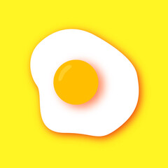 Fried Eggs. Omelet papercut style. Farm products. Fast food. Natural product. yellow background.