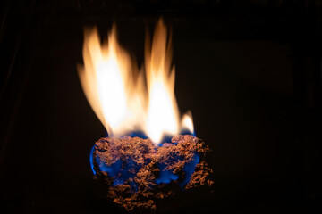 Volcanic lava in flame