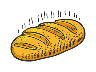 Fresh loaf of bread sketch raster illustration