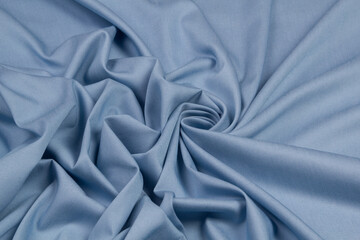 Fabric jeans fold top view. Blue textile	
