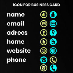 set icon for business card gradient and flat