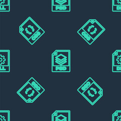 Set line PSD file document, CSS and DLL on seamless pattern. Vector.
