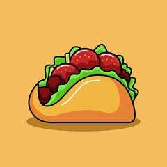 Taco cartoon vector icon illustration