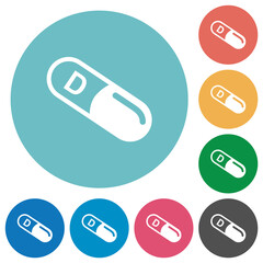 Vitamin D flat round icons