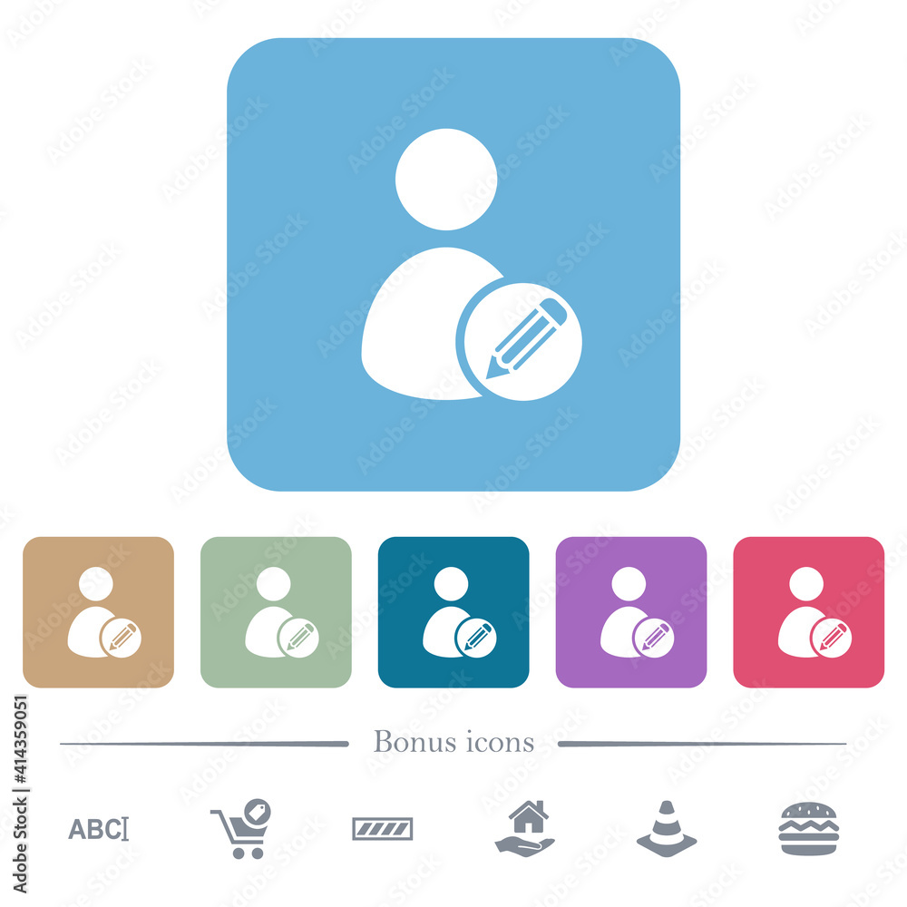 Poster edit user account flat icons on color rounded square backgrounds