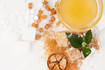 Various types of sugar concept.