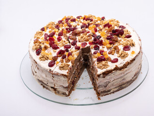 gingerbread cake sprinkled with dried fruits