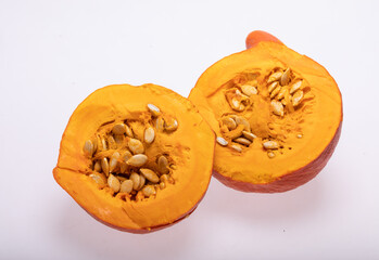 Yellow pumpkin vegetable isolated on white background