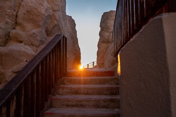Amazing sunset at grottoes of Rosh Hanikra. Israel