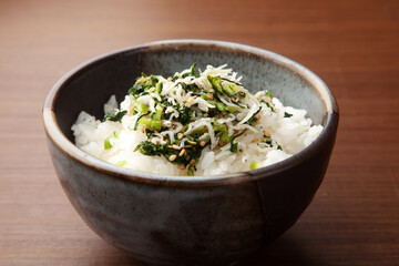野沢菜しらすのごはん