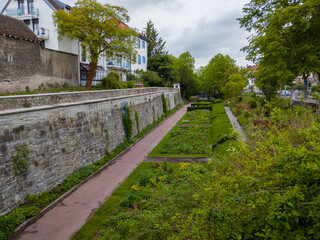 Fototapeta na wymiar Stadtgarten (City Garden) - a park next to the old town's ramparts, in Radofzell, Germany