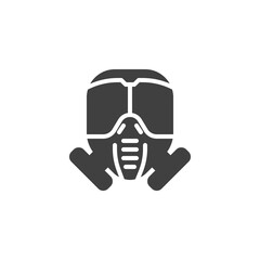 Gas mask with filters vector icon. filled flat sign for mobile concept and web design. Protective gas mask, respirator glyph icon. Symbol, logo illustration. Vector graphics