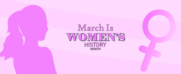 March is Women history month, vector illustration poster. 