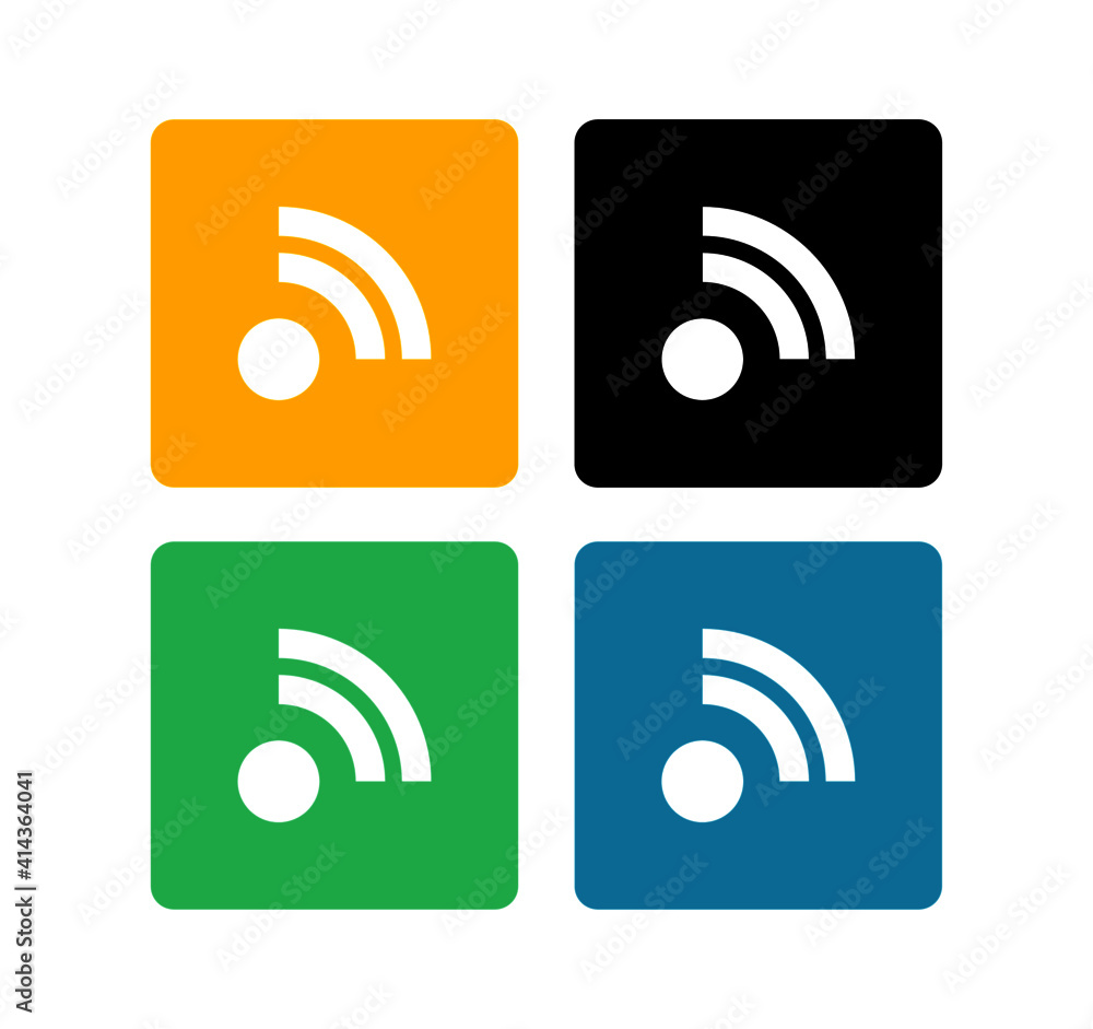 Fototapete rss feed icon vector in flat style. really simple syndication image.multi colored icon set
