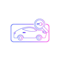 Find car icon. Search car for rent icon. car tracking, gps, map, location, parking zone search icon with vector illustration and flat style design.