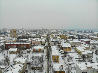 Aerial view of Liberty Street in winter (Kirov, Russia)