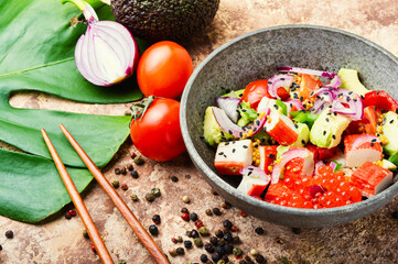 Avocado and seafood salad