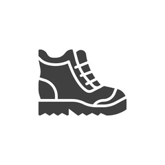 Safety shoes vector icon. filled flat sign for mobile concept and web design. Work boots glyph icon. Symbol, logo illustration. Vector graphics