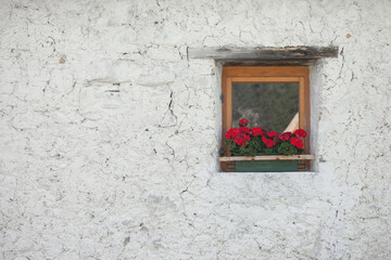 traditional balcony from an old house in St. Magdalena in Val di Funes