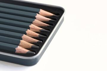 set of gray graphite pencils