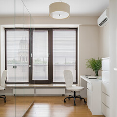Fototapeta na wymiar Small home office room with window