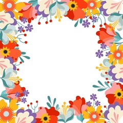 Vector floral frame with place for your text. Spring background. -01