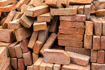 Red bricks stacked together. texture