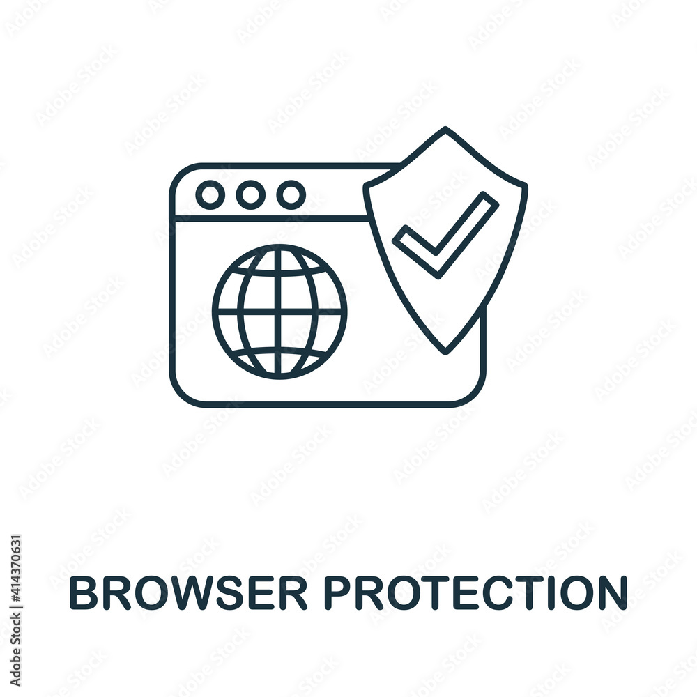 Poster browser protection icon. simple element from internet security collection. creative browser protecti