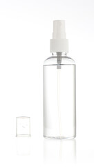 Spray bottles containing alcohol used to kill germs and viruses.