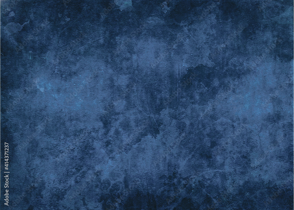 Poster background image of plaster texture in dark blue tones in grunge style.
