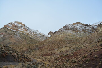 Titus Canyon road winding one way from Nevada to California in the Amargosa Mountains, Death Valley...