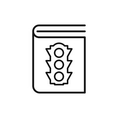 Book with traffic light sign, road traffic textbook. Vector flat design icon