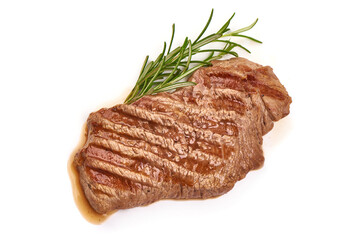Grilled beef steak, isolated on white background