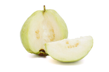 Half Guava isolated on a white background.