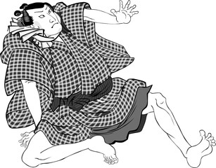 浮世絵　驚いている男性　その1