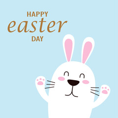 easter card with cute bunny isolated, vector illustration