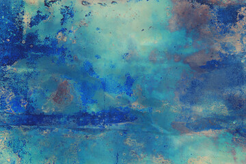 metal texture with traces of rust and blue paint
