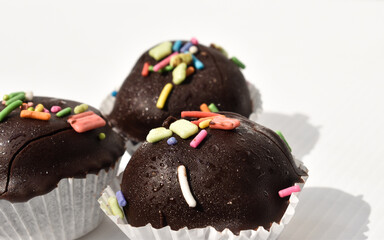Chocolate ball on a white background