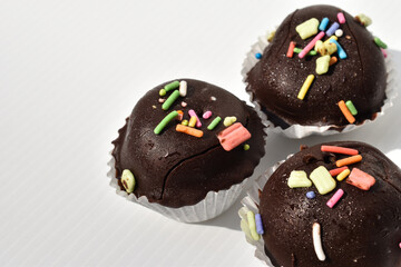 Chocolate ball on a white background