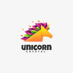Fototapeta na wymiar Vector Logo Illustration Unicorn Gradient Colorful Style.