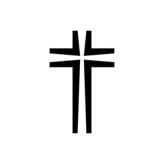 Símbolo cristiano. Logotipo con contorno de cruz en color negro