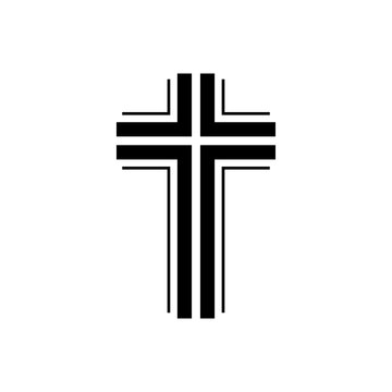 recommend clip art: Símbolo cristiano. Logotipo con contorno de cruz con lineas en color negro