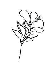 Hibiscus flower icon. Continuous one line drawing. - Vector illustration