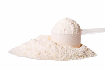 Heap of white protein powder