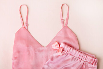 Pink satin female nightie