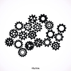 Gears icon. Vector pictograph style is a flat  symbol. 