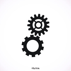 Gears on a white background. Vector illustration. Working gear. Machinery gear. Pin gear. Progresiruet gear.