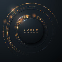 Abstract circle black and gold luxury background