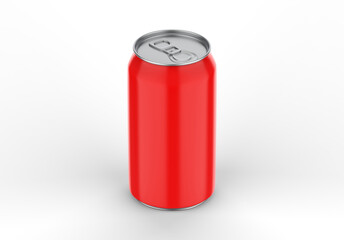 Red can mockup for beer, alcohol, juice, energy drink and soda, aluminium metal can mock up on isolated white background, 3d illustration