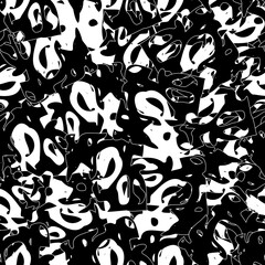 Seamless monochrome pattern of abstract elements